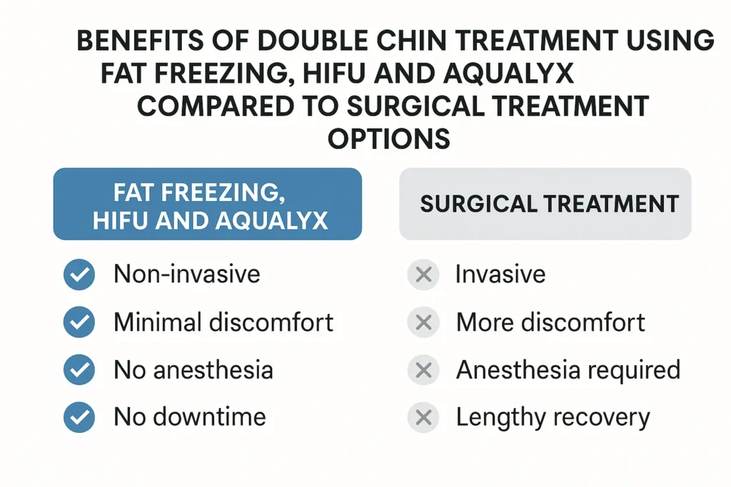 Graphic about the benefits of double chin treatment Tulse Hill - from LA LIPO
