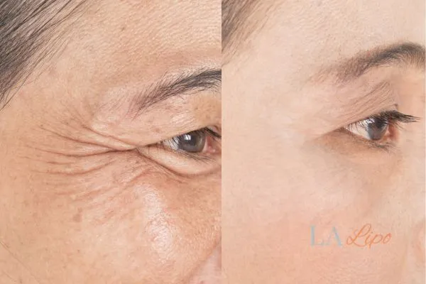 Before and after results of woman - HI-fu wrinkles reduction treatment Tulse Hill