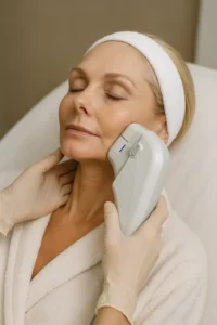 Woman receiving HIFU non surgical facelift treatment Tulse Hill