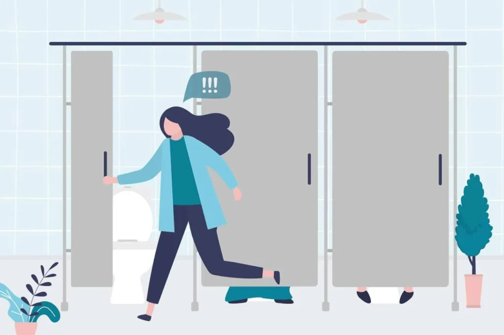 graphic of Urine incontinence Tulse Hill woman running to the toilet.